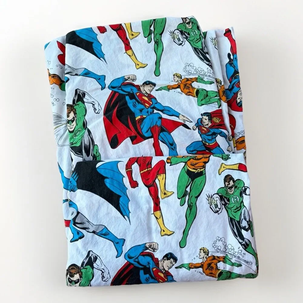 Pottery Barn Kids Justice League Flat Fitted Sheet Set Full Size 100% Cotton
